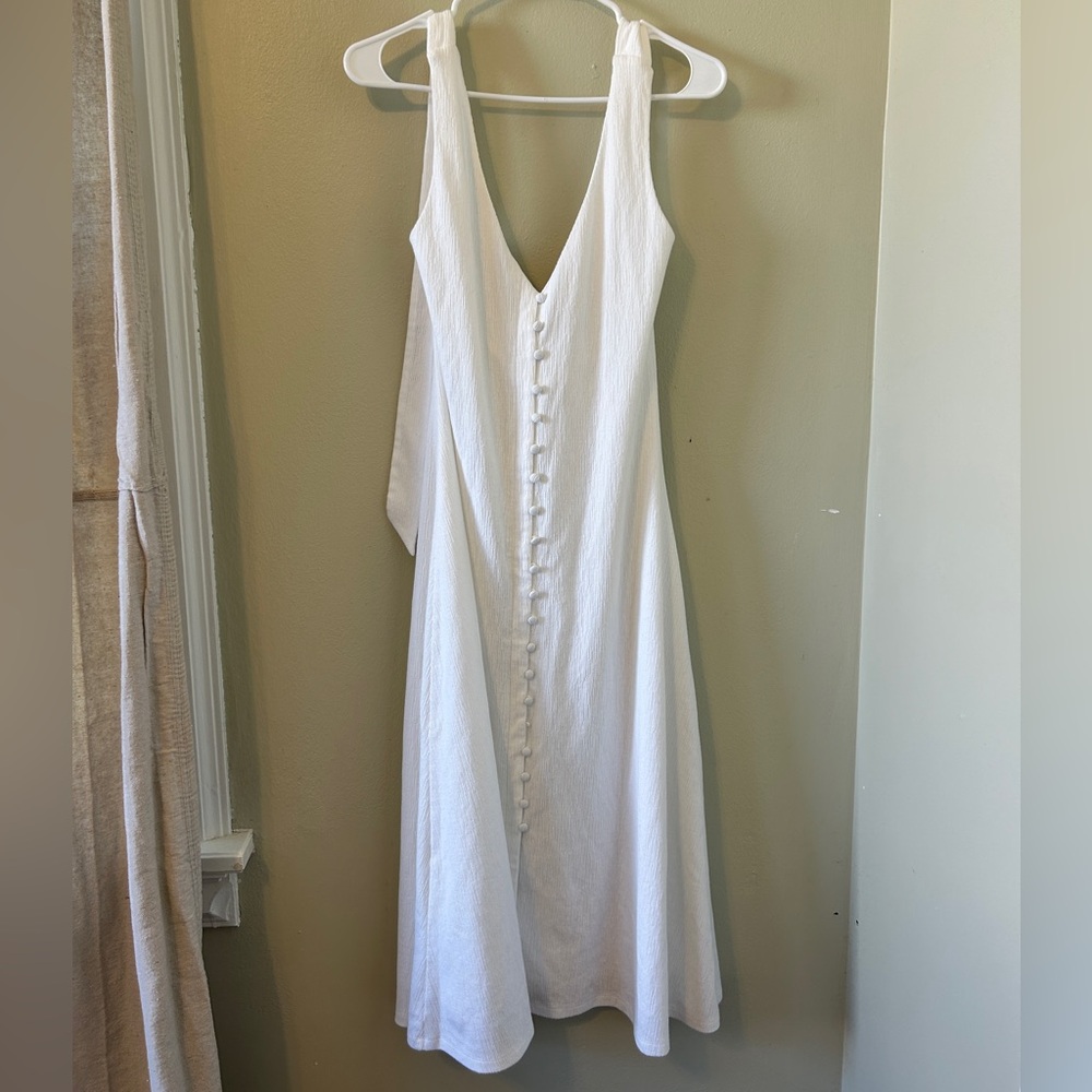 Lulu's White Halter Backless Sundress